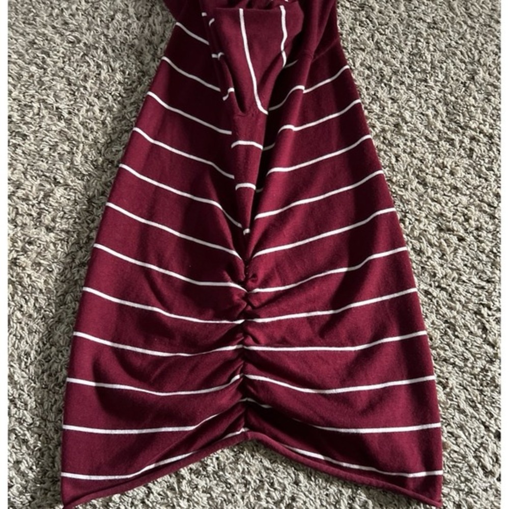 Pink Rose Cowl Neck Quater Sleeve ruched Maroon/white strip sweater‎ size large - Picture 7 of 7